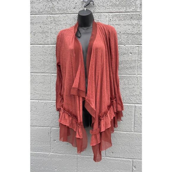 Blu pepper cardigan sweater womens size medium linen blend ruffles - Picture 1 of 8